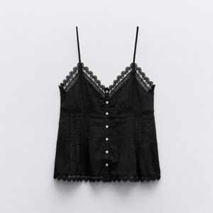 COPY - Zara embroidered black top Size M